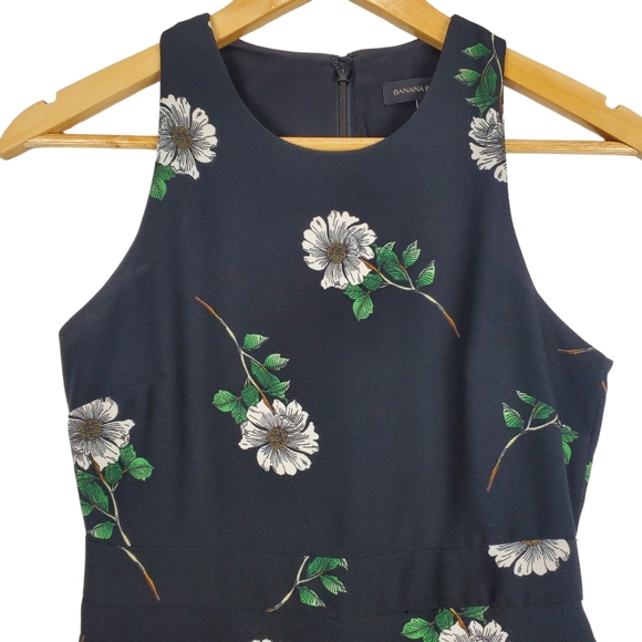 Banana Republic Sleeveless Black Ruffle Faux Wrap Dress Size 00 Petite - Picture 2 of 11